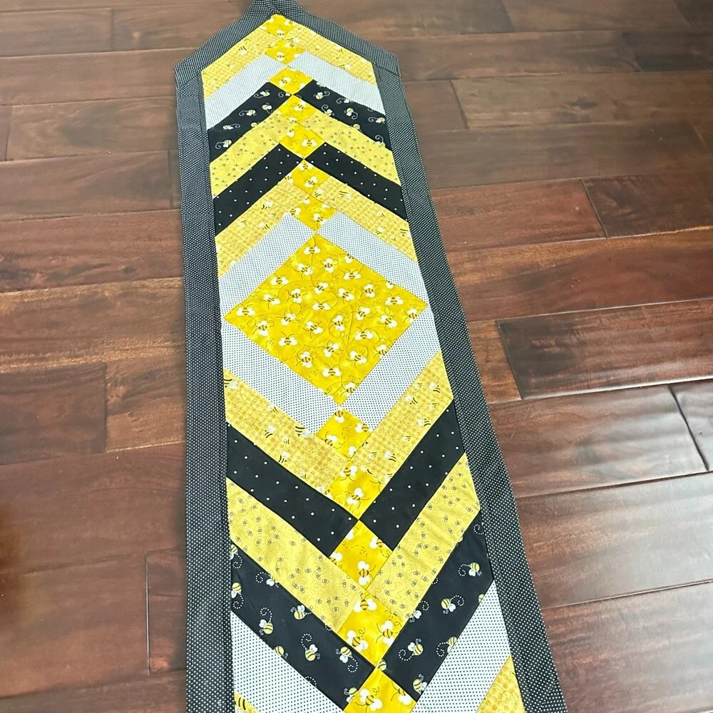 Set of 2 Quilted Hexagon /Table Topper and Table Runner